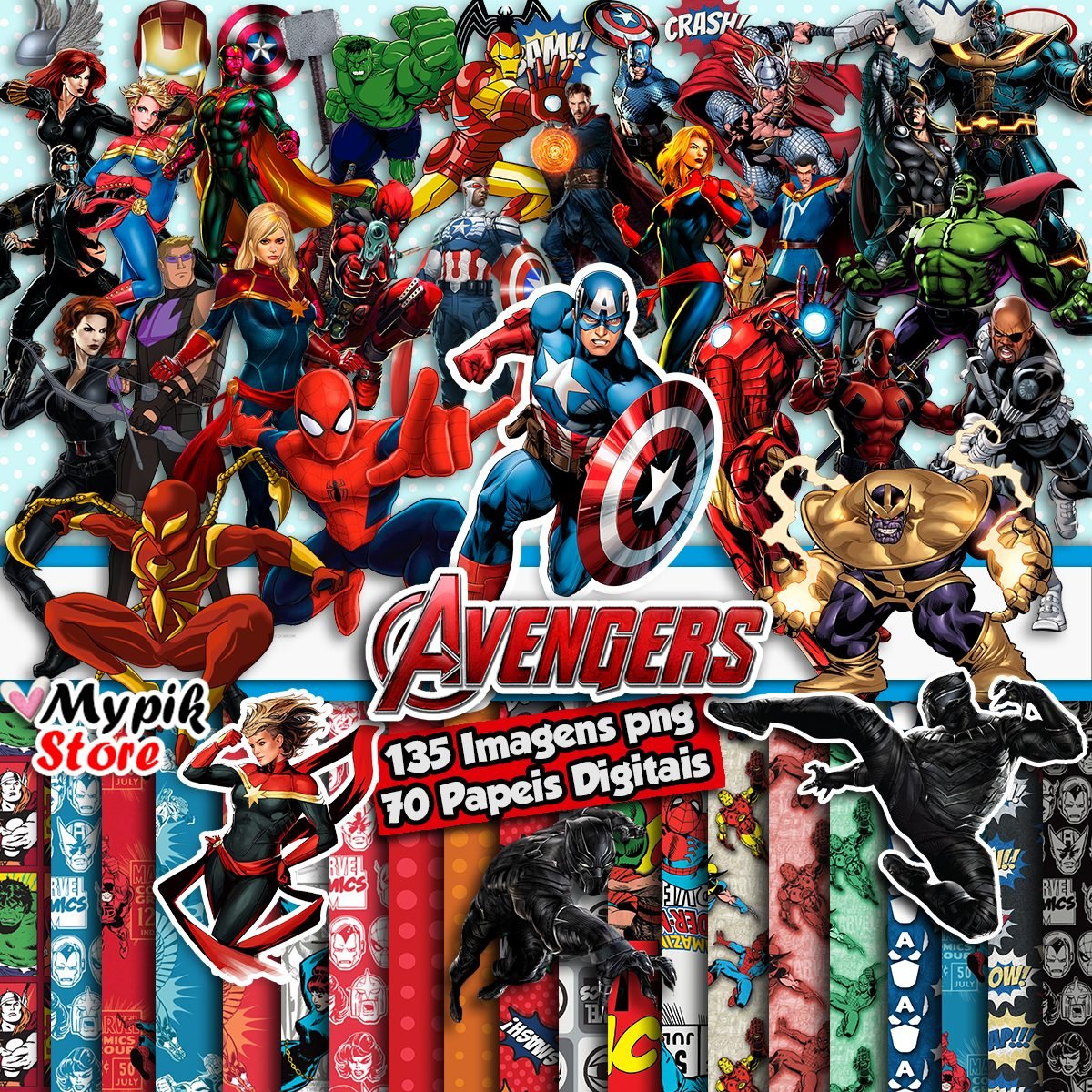 Avengers Clipart PNG - Instant Download - Digital Kits and Cliparts